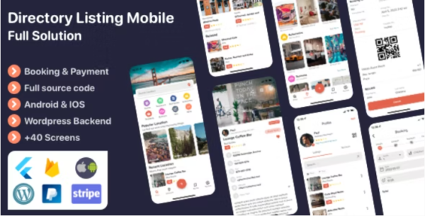 Flutter mobile directory listing & booking app