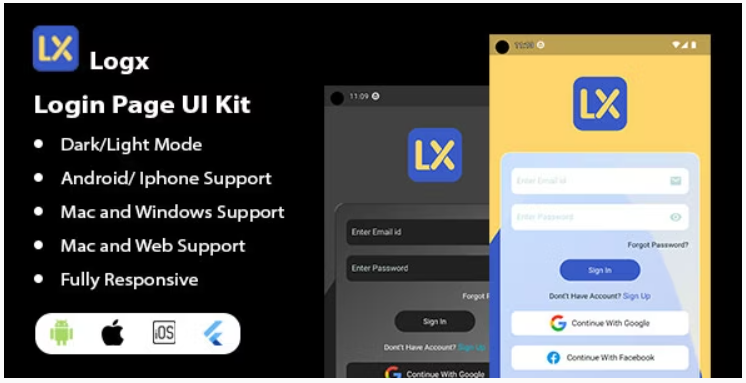 Logx – Flutter Login UI kit