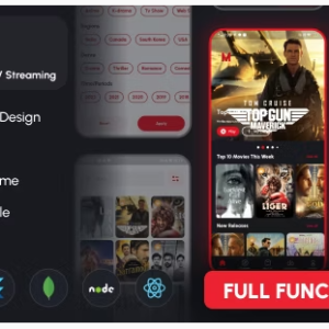 Mova - Movie, Web series, Live TV Streaming Flutter App script with Admin Panel
