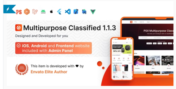 PSX Multipurpose Classified Flutter App with Frontend and Admin Panel
