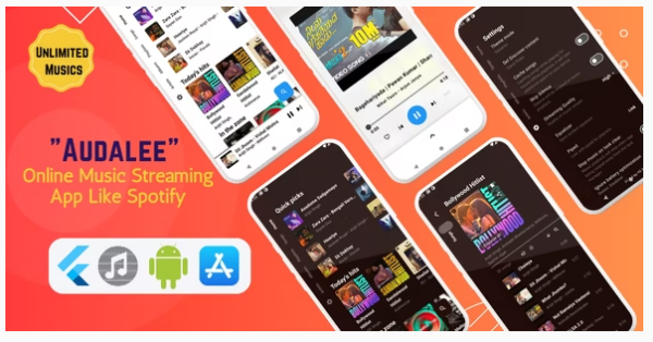 Audalee v1.5 - Unlimited Music Streaming App | Flutter & Getx | Android & iOS