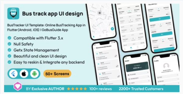 BusTracker UI Template: Online BusTracking App in Flutter(Android, iOS) | GoBusGuide App