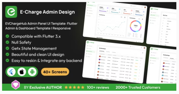 EVChargeHub Admin Panel UI Template: Flutter Admin & Dashboard Template | Responsive