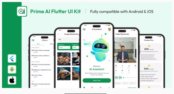 Prime AI Flutter UI Kit - AI Chat, Image Generator, Video Generator, AI Content Writer