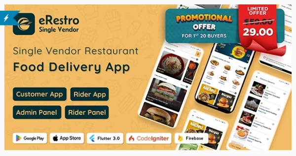 eRestro - Single Vendor Restaurant Flutter App