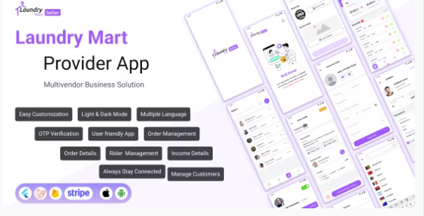 LaundryMart Provider - Single & Multi Vendor Store Management App | Laundry Seller Mobile App.