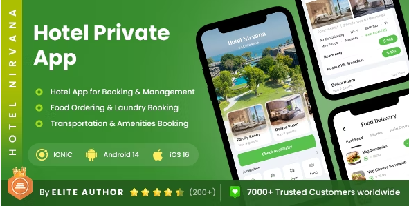 2 Apps Template | Hotel Stay & Services Booking App | Individual Hotel App | Hotel Nirvana