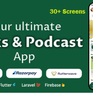 BooKa - Podcast and eBook Flutter Android iOS Mobile Application Code with Laravel Admin Panel